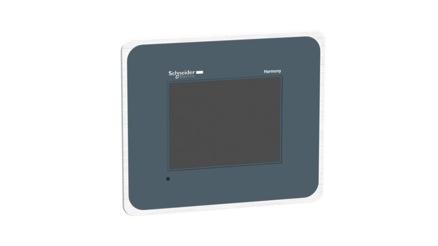 Schneider Electric HMIGTO2315, pannello HMI touch da 5,7 pollici, risoluzione 320 x 240, IP66K, alimentazione 24 V.
