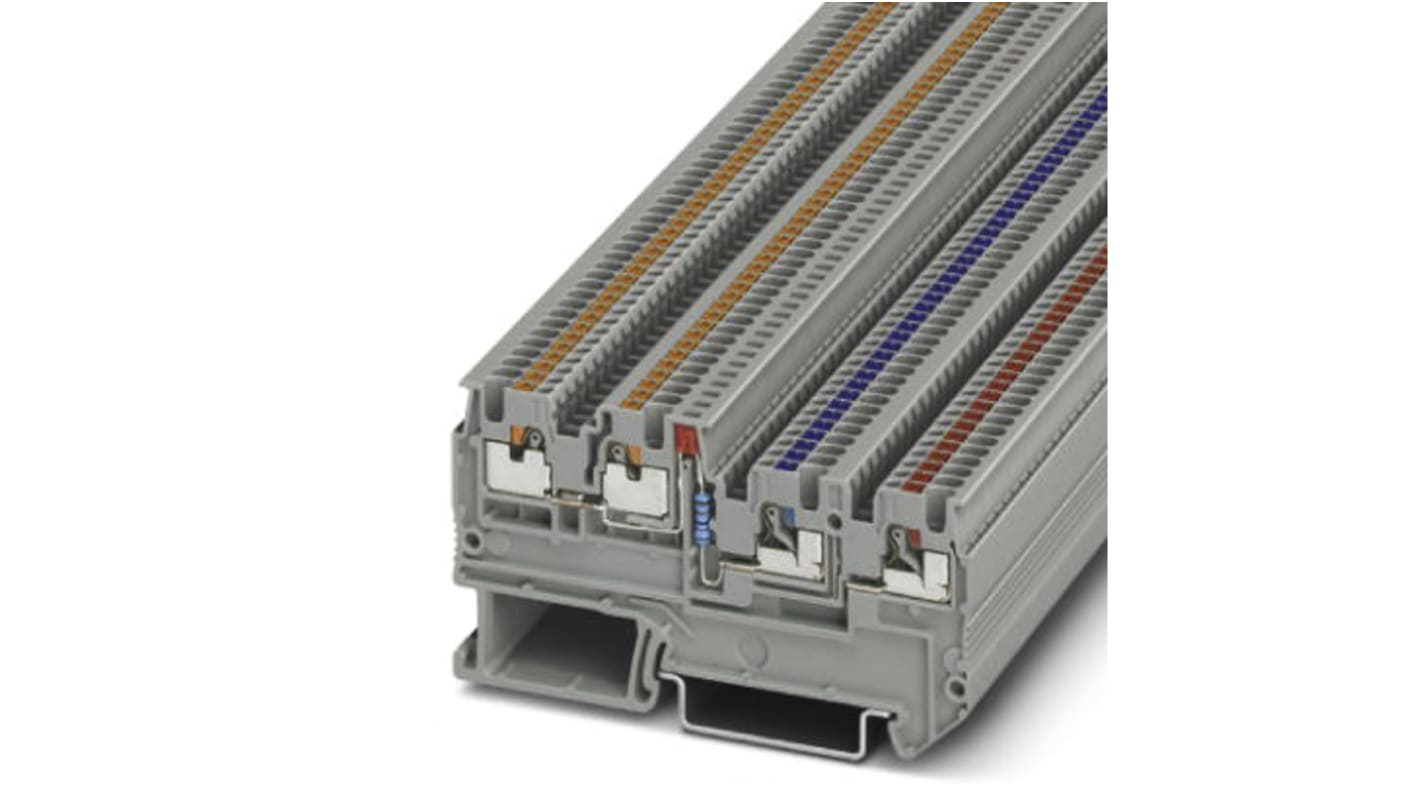 Morsettiera PTIO Phoenix Contact 3244423 - Grigio, Triplo Livello, 13.5A. Tecnologia push-in, compattezza, cablaggio semplificato. Ideale per sensori/attuatori.