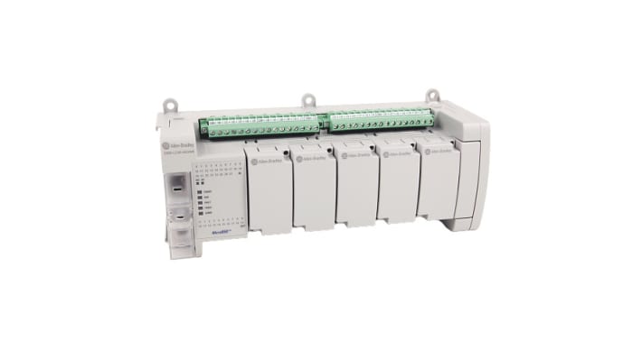 Allen Bradley 2080-LC50-48QWB, CPU PLC Micro850, 28 ingressi, 20 uscite, montaggio su guida DIN, dimensioni 238 x 90 x 80 mm.