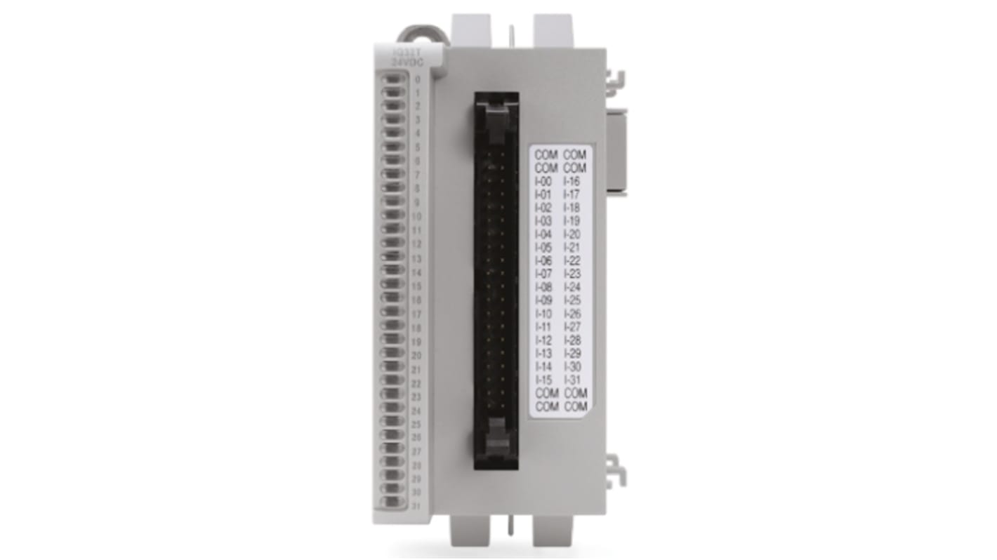 Modulo I/O Allen Bradley 2085-IQ32T per Serie Micro850, 32 ingressi, montaggio su guida DIN, dimensioni 90 x 87 x 44,5 mm.