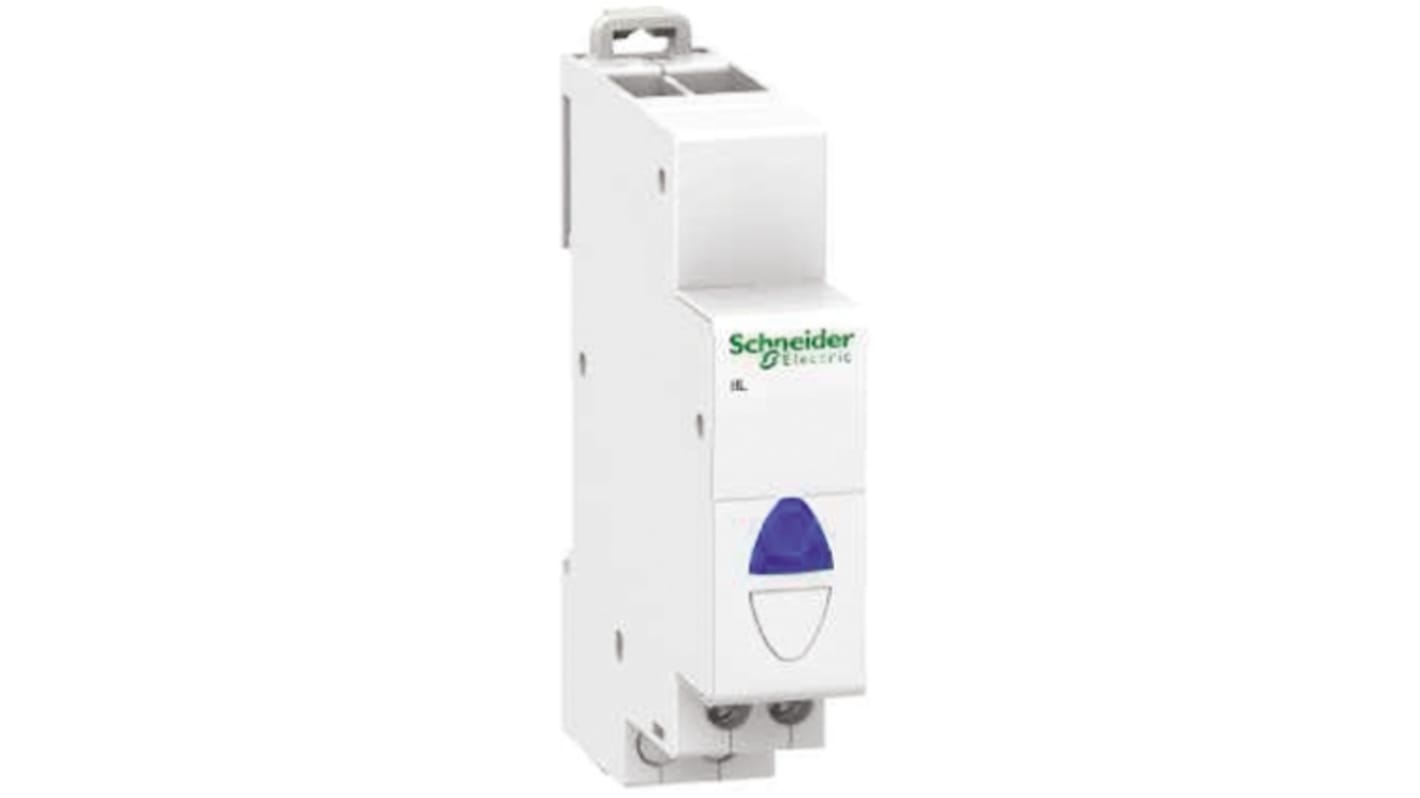Indicatore LED Acti 9 di Schneider Electric, tensione 48V, spia blu, connessione a vite, codice A9E18333.
