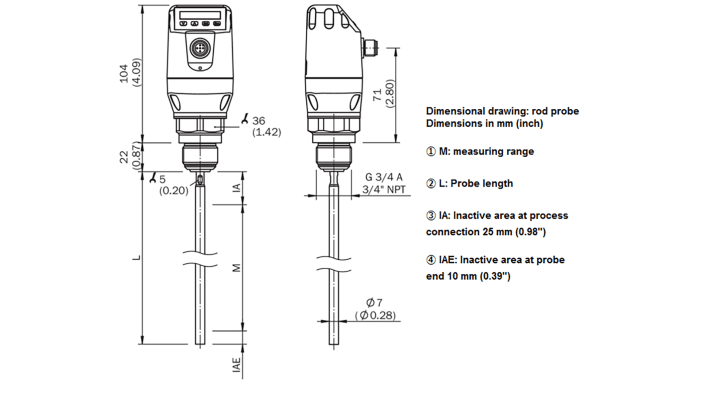 Sensore di livello Sick LFP0500-A4NMB, montaggio verticale, intervallo 500mm, uscita 0-10V, IP67, temperatura -20/+100°C.