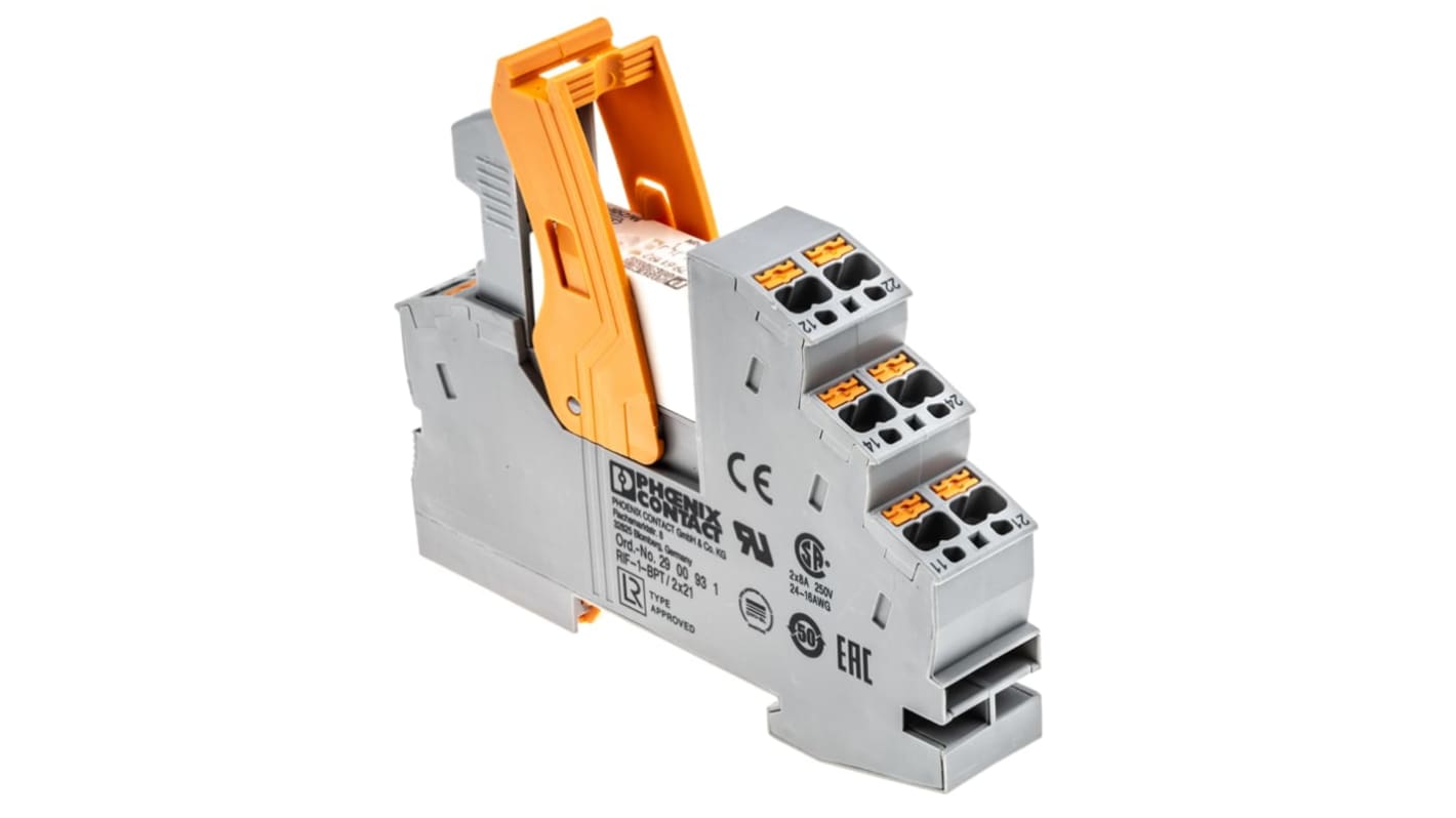 Modulo relè di alimentazione Phoenix Contact RIF1 DPDT 24V cc DIN - Guida, contatti 2X21. Affidabilità e facilità di cablaggio per applicazioni industriali.