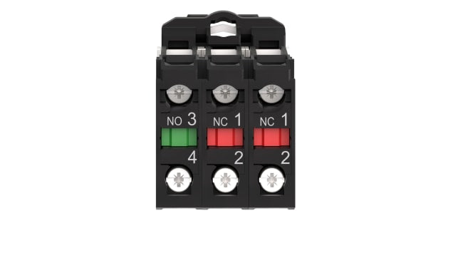 Blocco contatti Schneider Electric ZB5AZ141, 1 NA + 2 NC, terminali a vite, serie Harmony XB5, grado di protezione IP20.