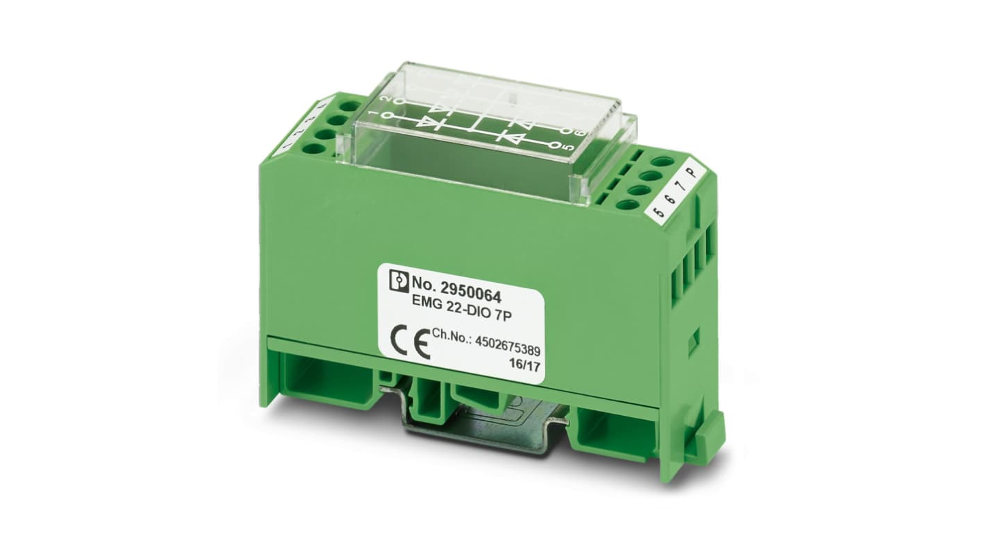 Phoenix Contact, protezione da sovracorrente per guida DIN, 250V, dimensioni 75 x 22.5 x 55mm, montaggio su guida DIN.