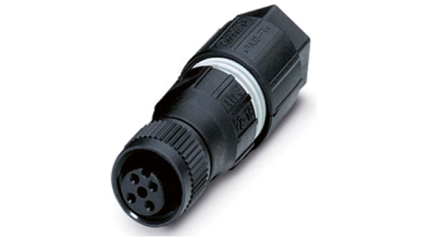 Connettore circolare universale Phoenix Contact SACC M12 4 poli (cod. 1641756) con grado di protezione IP67. Filettatura M12 x 1 mm, terminazione a vite per cavo in plastica. Adatto a diverse applicazioni industriali.