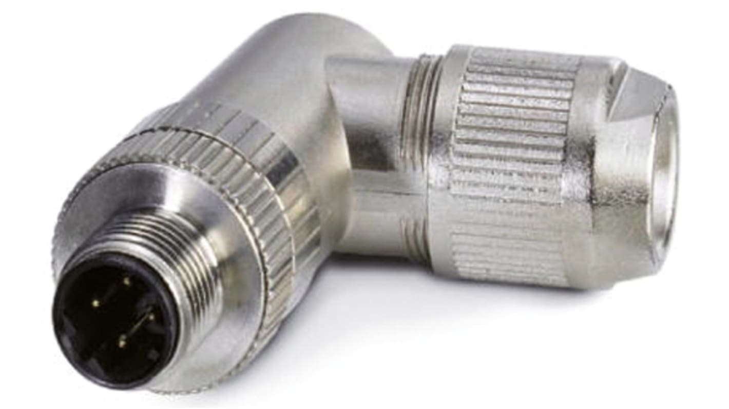 Connettore circolare maschio M12 4 poli Phoenix Contact 1554539 per reti Cat5 e Cat5e. Tecnologia IDC per installazione rapida e affidabile. Resistente IP67.