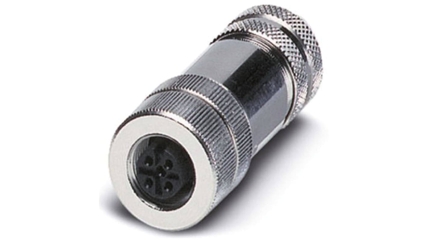 Connettore circolare femmina Phoenix Contact SACC M12, 4 poli, IP67, resistente a -40/+85 °C, sistema di bloccaggio SPEEDCON.