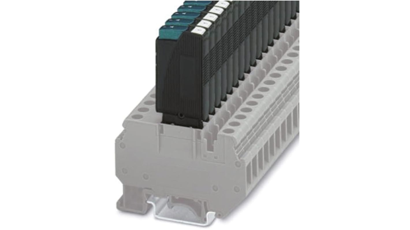 Interruttore termico Phoenix Contact TCP 2A, 1 polo, 2A, 250V ca, IP40, montaggio a vite o a molla, larghezza 8,2 mm.