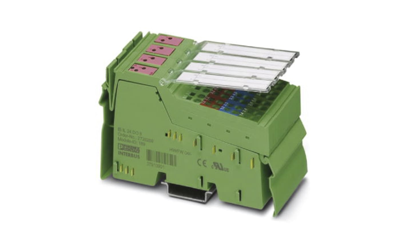 Morsettiera IB IL 24 DO 8-PAC di Phoenix Contact - 2861289, terminale in linea per cavi da 0,2 a 4 mm², 800V, 32A. Ideale per applicazioni industriali.