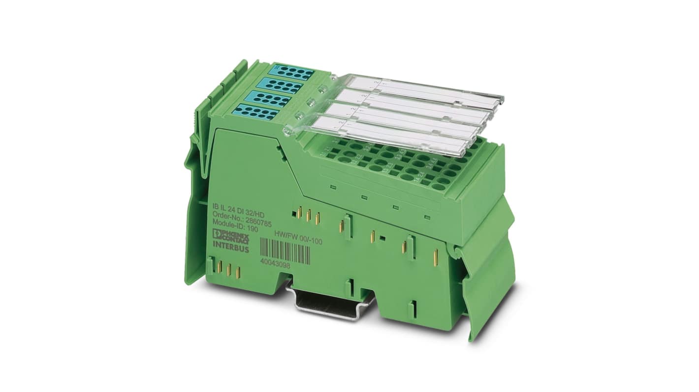 Morsettiera Phoenix Contact 2862835, IB con 32 ingressi digitali, montaggio su guida DIN, dimensioni 119,8 x 48,8 x 71,5 mm.