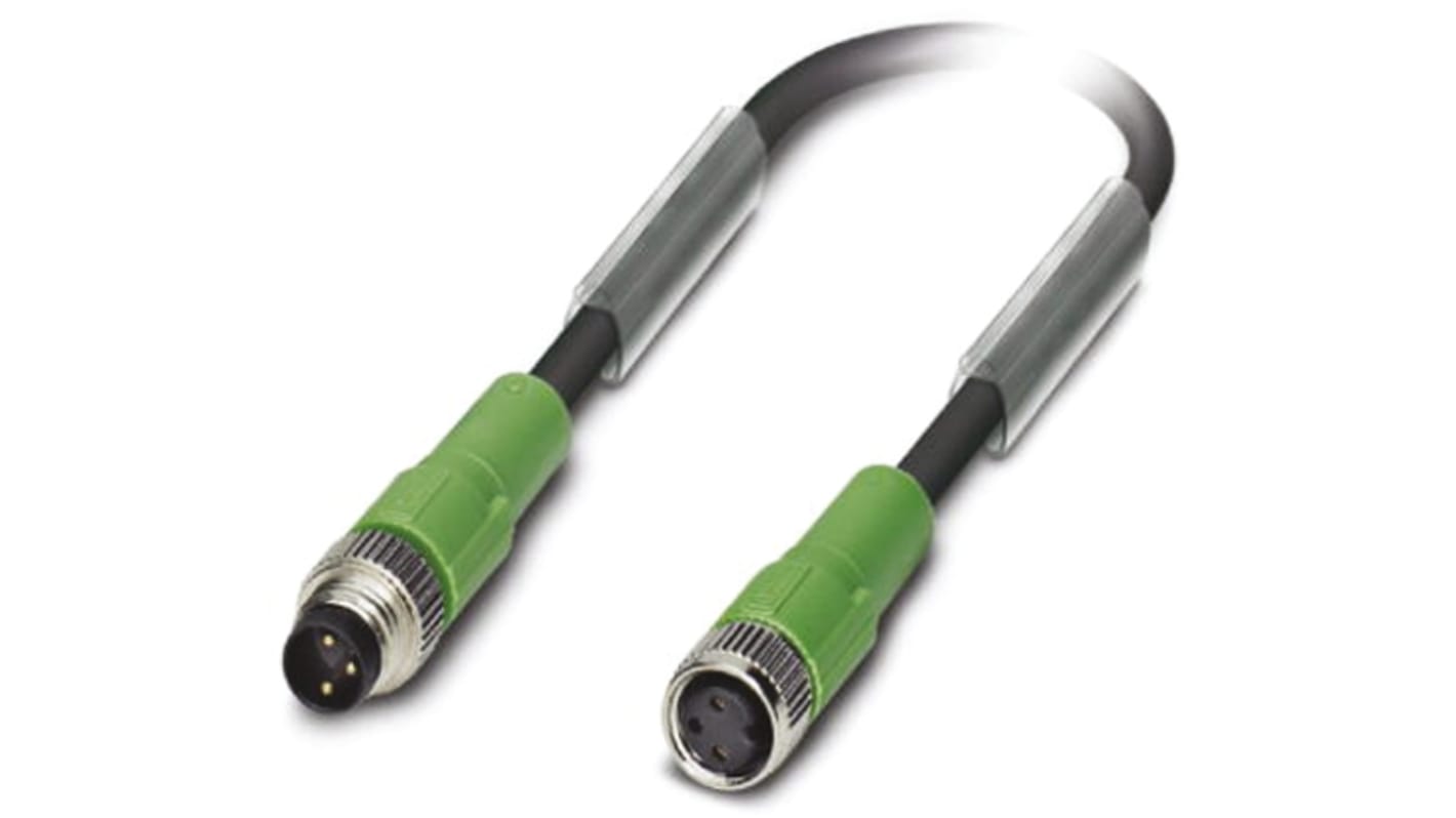 Cavo assemblato Phoenix Contact 1681936, PUR M8-M8 a 3 vie, lunghezza 3m, connettori femmina/maschio, IP67, resistente all'abrasione.