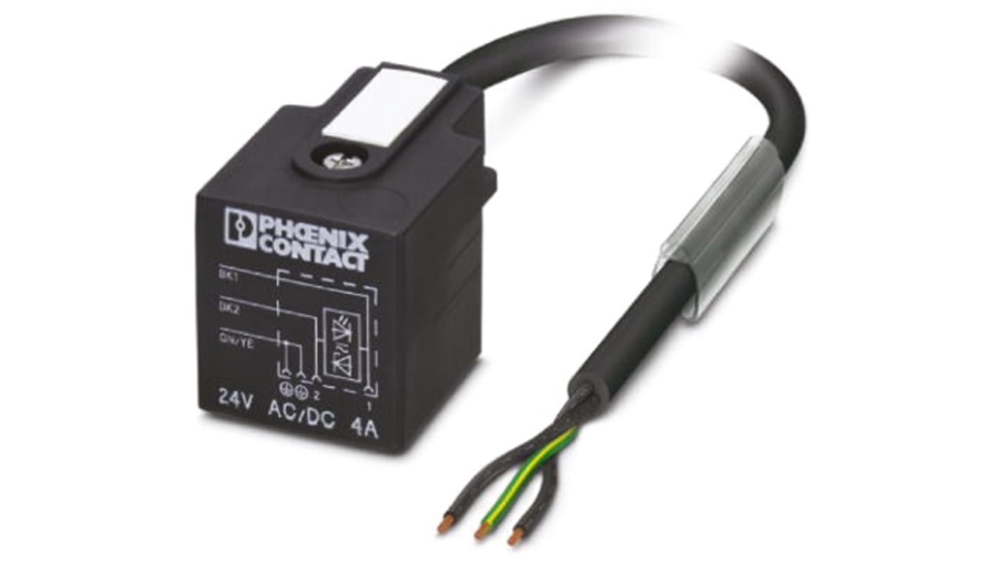 Cavo sensore/attuatore Phoenix Contact 1435001, 3 vie, PUR, 5m, IP67, -25→+90 °C, 100 cicli, DIN 43650, forma A Femmina.