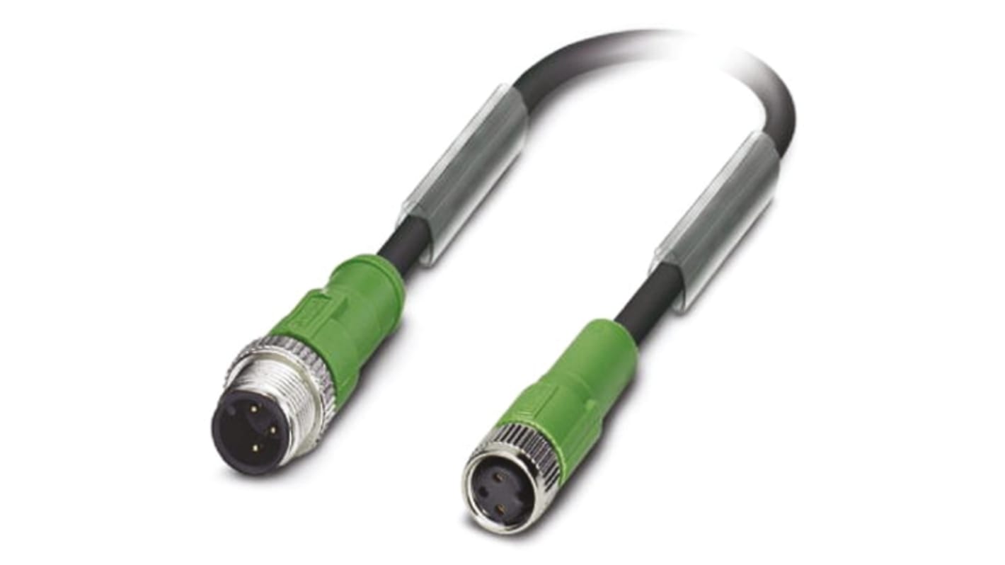 Cavo sensore/attuatore Phoenix Contact 1668810 M8-M12 3 vie, cavo PUR resistente IP67, -25 → +90 °C, 100 cicli di accoppiamento.