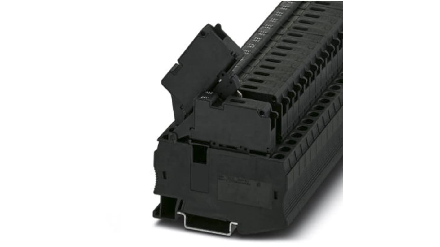 Morsetto per guida DIN Phoenix Contact ST 4-FSI/C, Nero, 10A, con fusibile integrato e LED, compatibile con NS 35/7.5 e NS 35/15. Soluzione ideale per armadi di controllo.