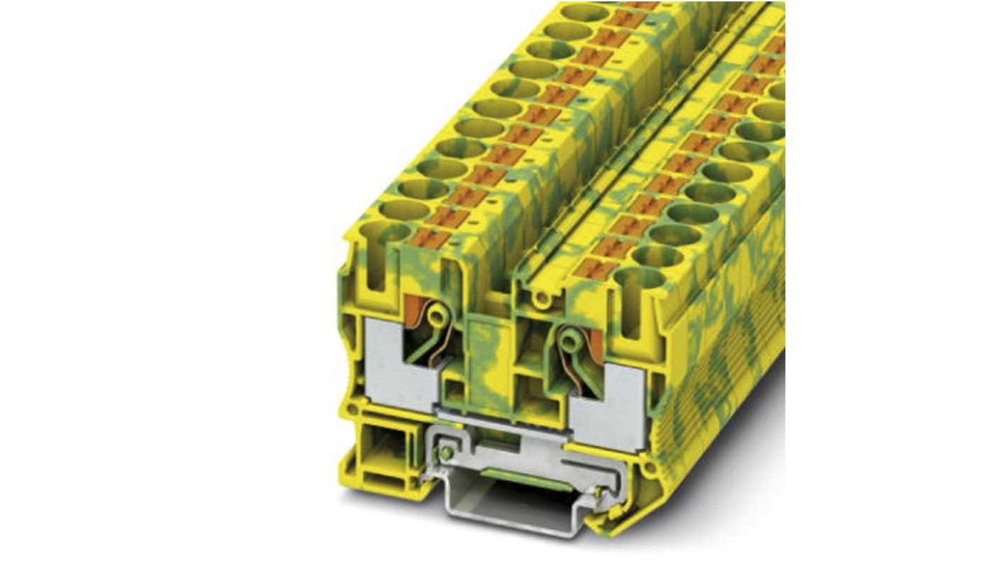 Morsettiera di terra Phoenix Contact 3212131, Verde/Giallo, Singolo livello, 57A. Connessioni a massa professionali per cablaggi senza utensili.