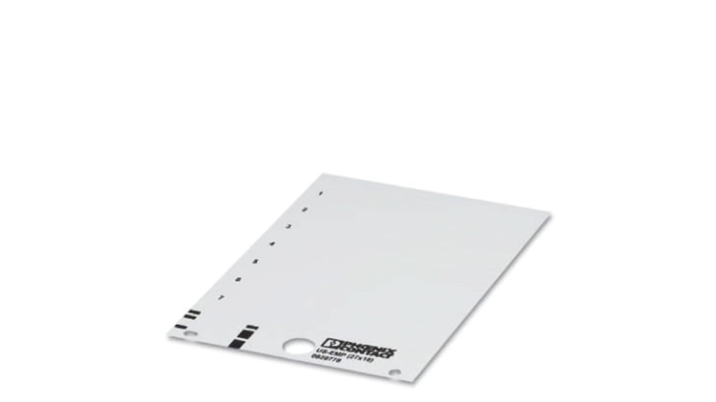 Etichetta in plastica bianca per fili e cavi Phoenix Contact 828778 - Fogli standard, facile etichettatura, conforme a RoHS e DIN EN61010-1.