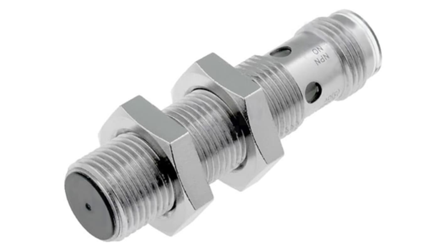 Sensore di prossimità cilindrico NPN Omron E2A-M12KS04-M1-C2, M12 x 1, rilevamento 4 mm, IP67, alimentazione 12-24 V c.c.