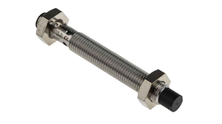 Omron E2B-S08LN04-MC-C2, sensore di prossimità induttivo cilindrico NPN M8, rilevamento 4 mm, corpo in acciaio inox, IP67.