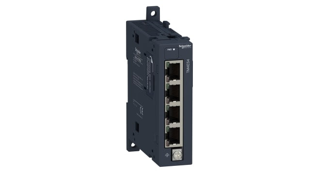 Modulo di espansione Schneider Electric TM4ES4 per PLC Modicon M241, 24 V c.c., montaggio su guida DIN, dimensioni 90 x 25 x 90 mm.