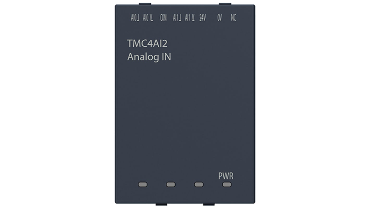 Modulo I/O analogico Schneider Electric TMC4AI2 per PLC Modicon M241, con 2 ingressi e uscita 0-20 mA, temperatura max 70°C.
