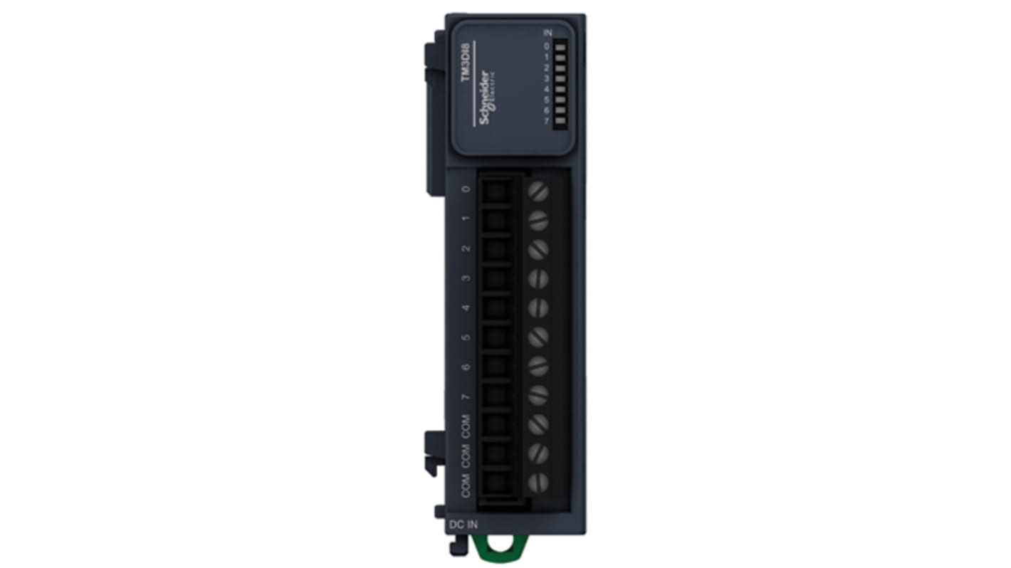 Modulo I/O PLC Schneider Electric TM3DI8 per Modicon M221, M241 e M251 - 8 ingressi digitali, morsettiera a vite/molla.