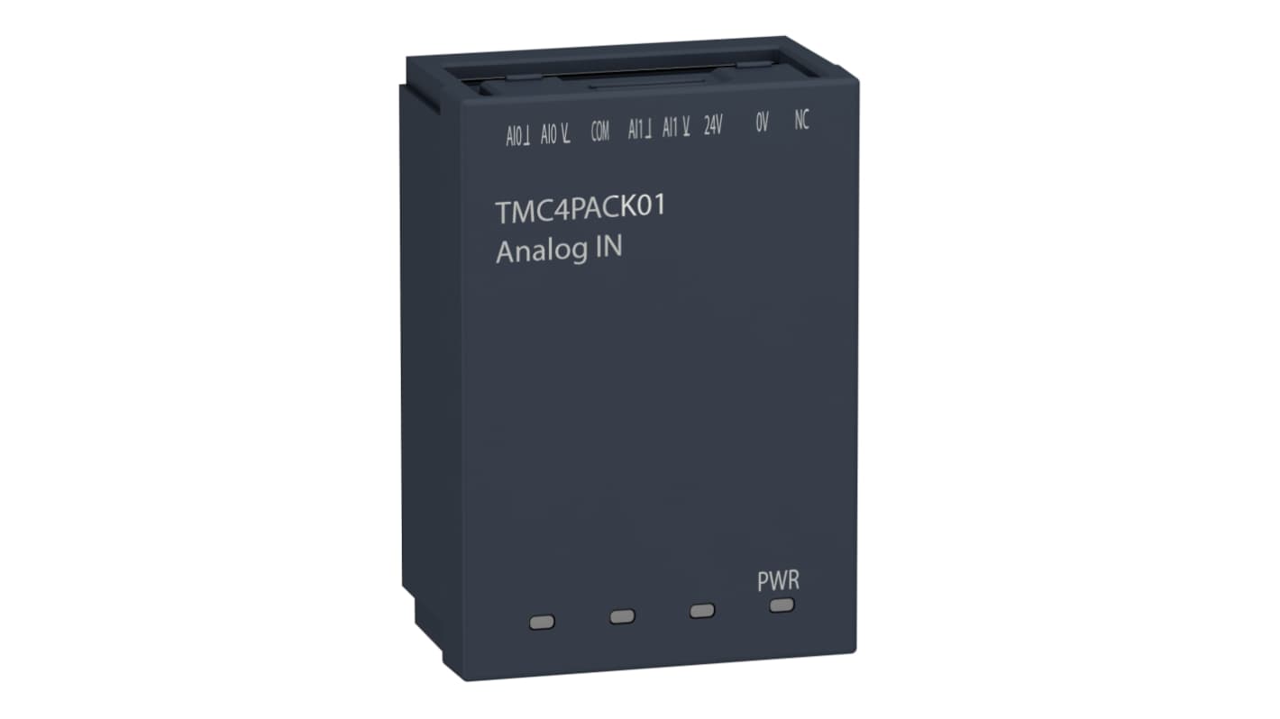 Modulo I/O PLC Schneider Electric TMC4PACK01, analogico, 2 ingressi, per Modicon M241, temperatura operativa fino a 70°C.