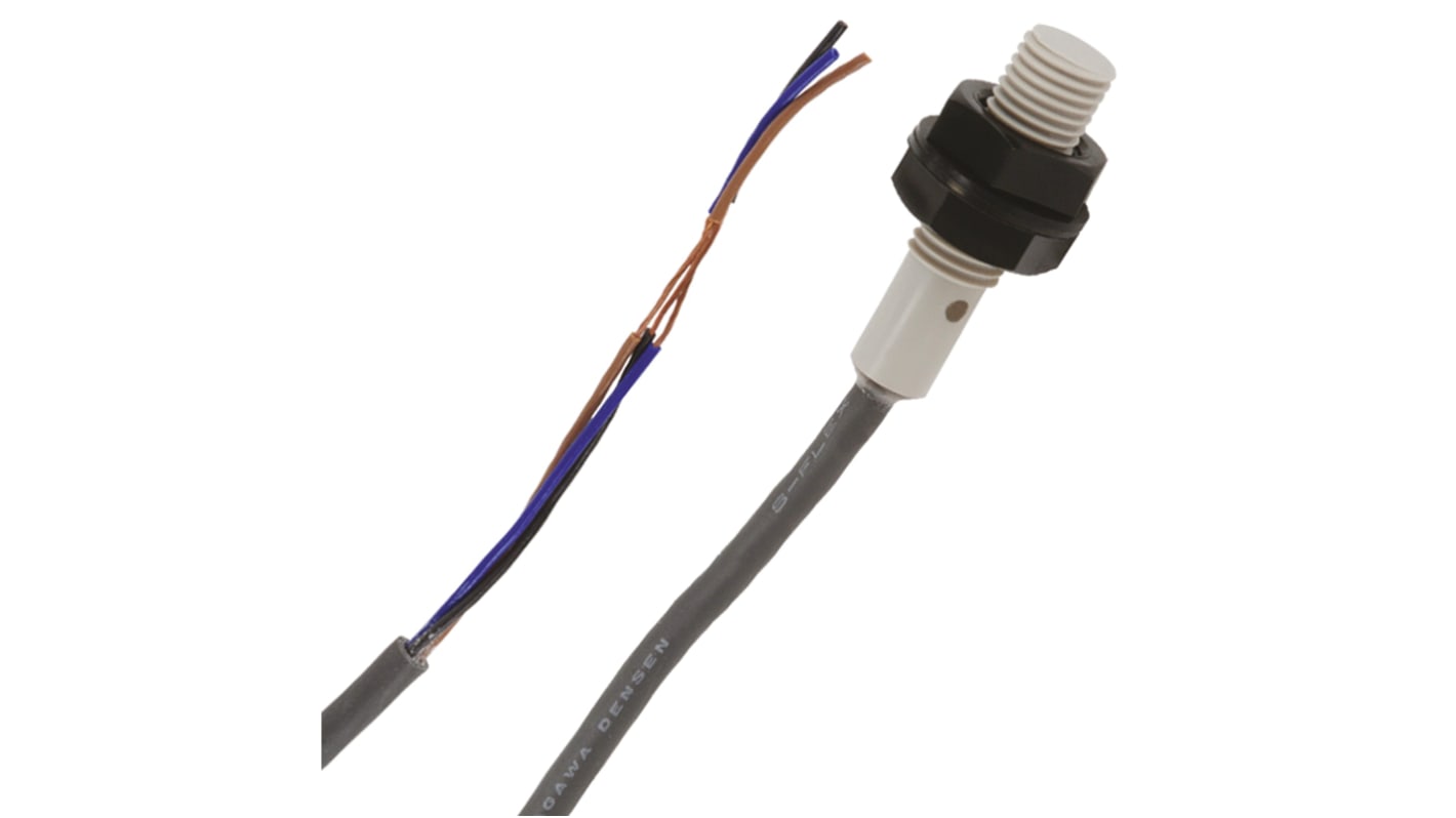 Sensore di prossimità cilindrico PNP M8 Omron E2F-X1R5F1, rilevamento 1,5 mm, IP68, alimentazione 12-24 V c.c.