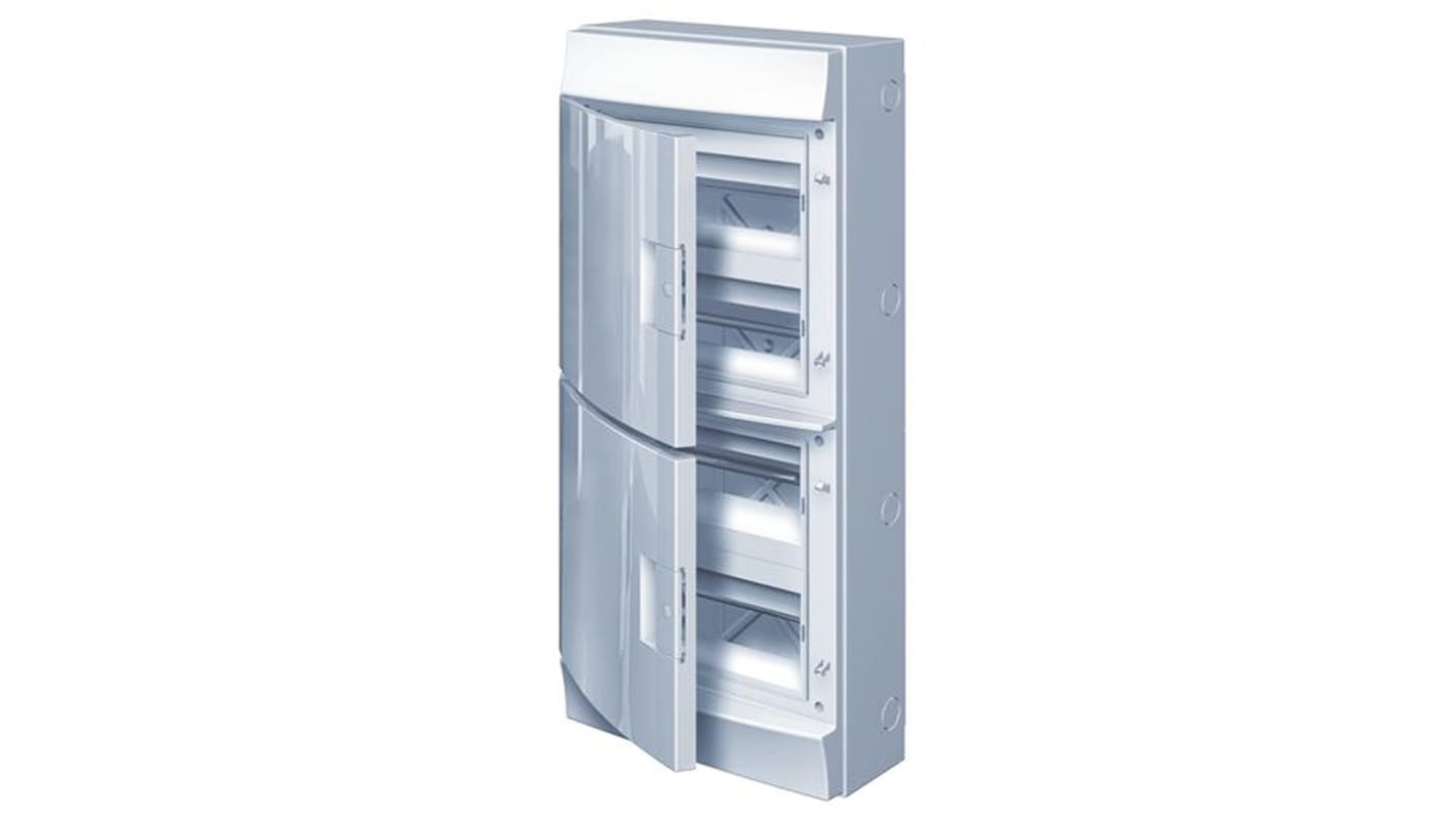 ABB Unità MISTRAL65, 48 vie, 125A, custodia plastica IP65, dimensioni 735x320x155mm, porta blu petrolio, montaggio rapido.