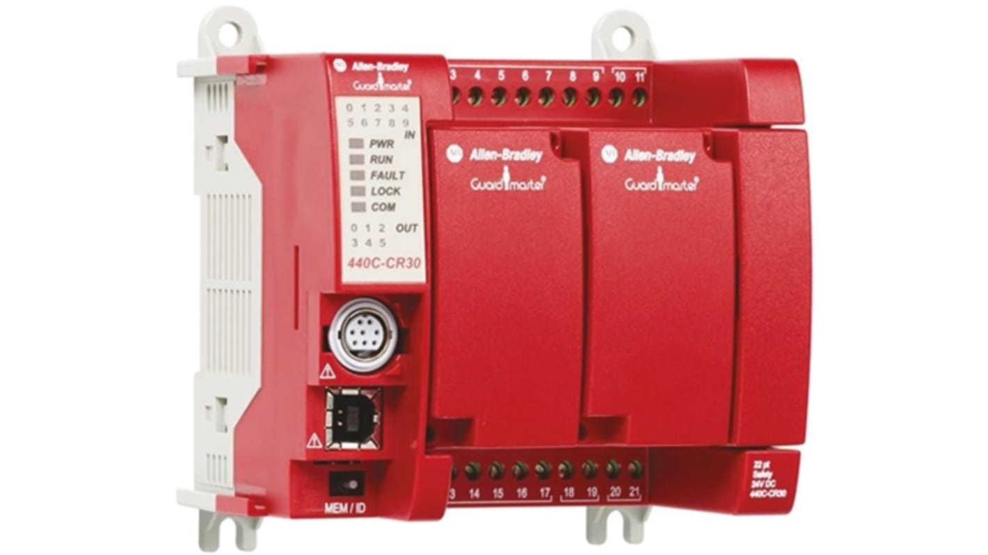 Allen Bradley Guardmaster 440C-CR30-22BBB, controller di sicurezza con 22 I/O, 4 uscite, dimensioni 100 x 90 x 80 mm, IP20.