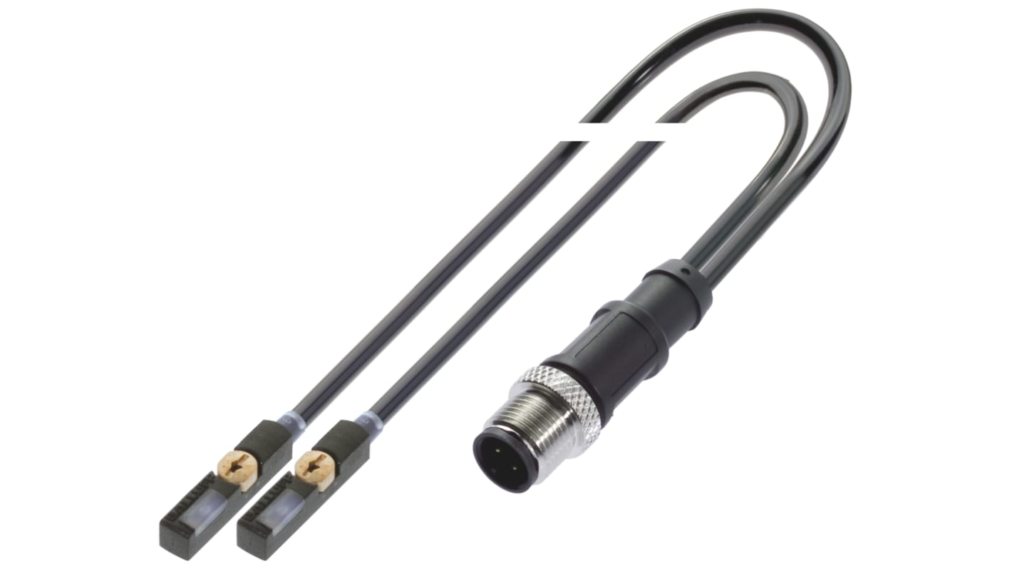 BALLUFF BMF 235K-PS-C-2A-SA95-S4-00,3, sensore di posizione magnetico per cilindri pneumatici, alimentazione 10-30 V c.c., IP67, dimensioni 23.5x5x6.1 mm. Montaggio su cavo con connettore M12 o M8.