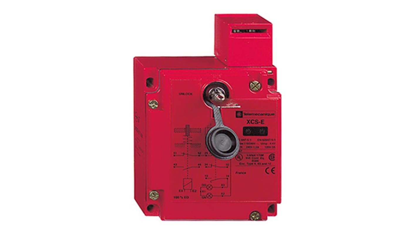 Interruttore di interblocco a solenoide Telemecanique Sensors XCSL761B3, 24V cc, IP67, alloggiamento metallico, attuatore a chiave, dimensioni 7.64 x 2.99 x 1.73 poll.