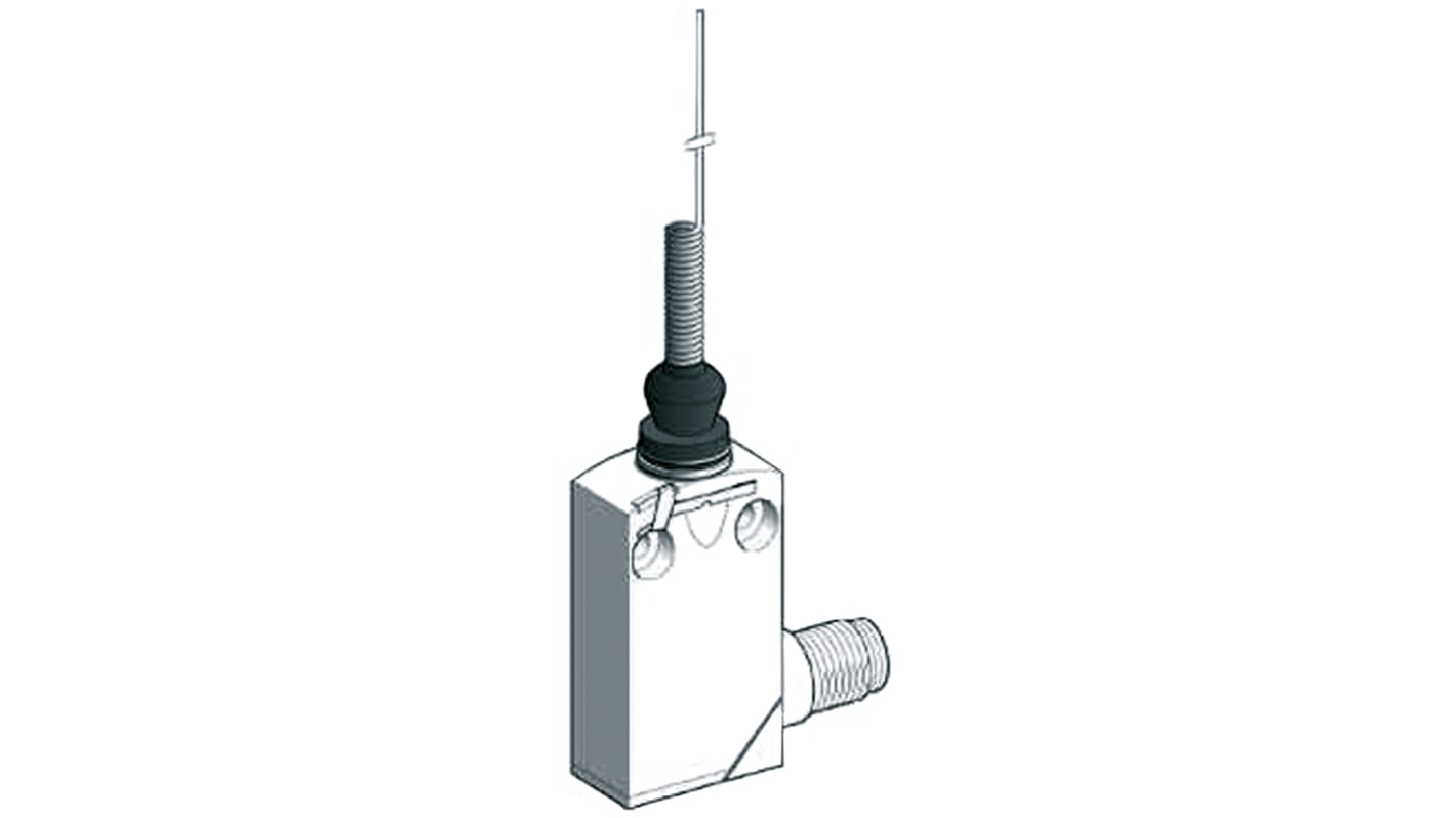 Interruttore di fine corsa Telemecanique XCMD2106M12, configurazione NO/NC, protezione IP66/IP68, dimensioni 50mm x 30mm x 16mm.