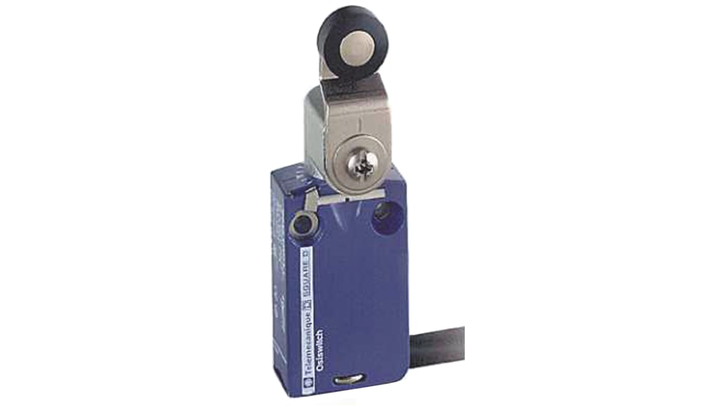 Interruttore di fine corsa Telemecanique Sensors XCMD2515L1, leva a rullo, configurazione NO/NC, protezione IP66/IP67/IP68, dimensioni 50mm x 30mm x 16mm.