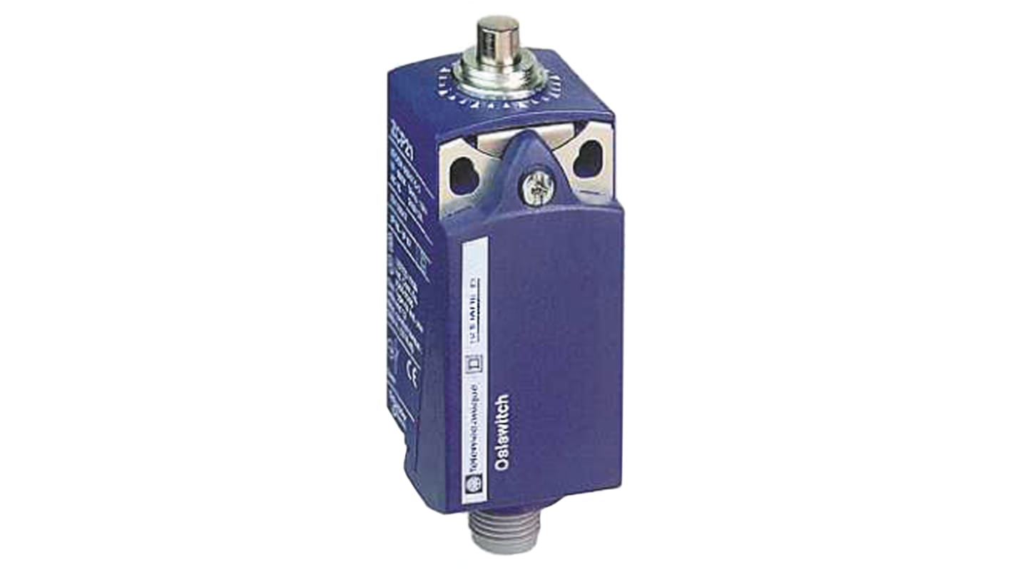 Interruttore di fine corsa Telemecanique Sensors XCKP2110M12, stantuffo DPST, protezione IP66/IP67, dimensioni 65x31x30 mm.