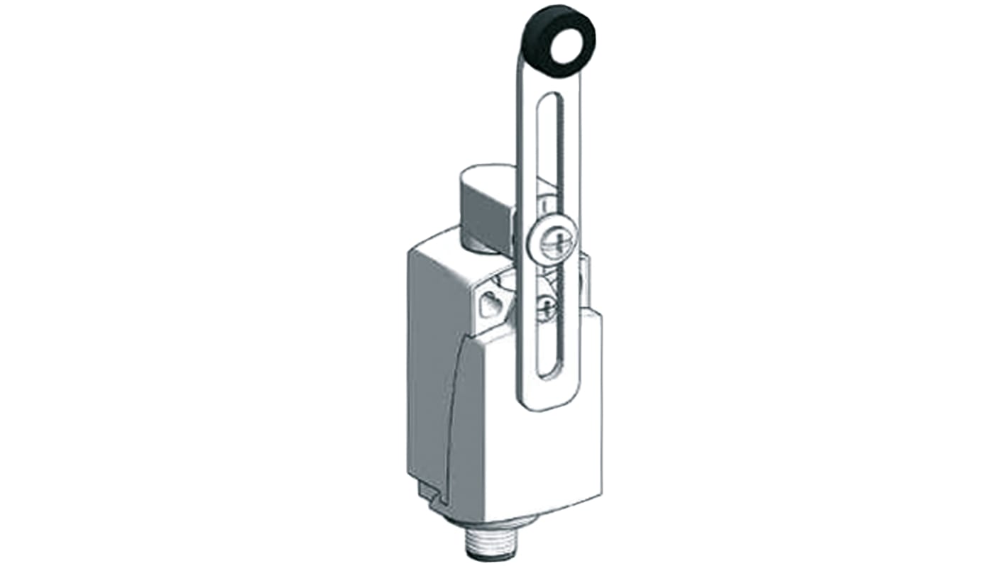 Interruttore di fine corsa a rullo Telemecanique Sensors XCKP2145M12, configurazione NO/NC, protezione IP66/IP67, dimensioni 65mm x 31mm x 30mm.