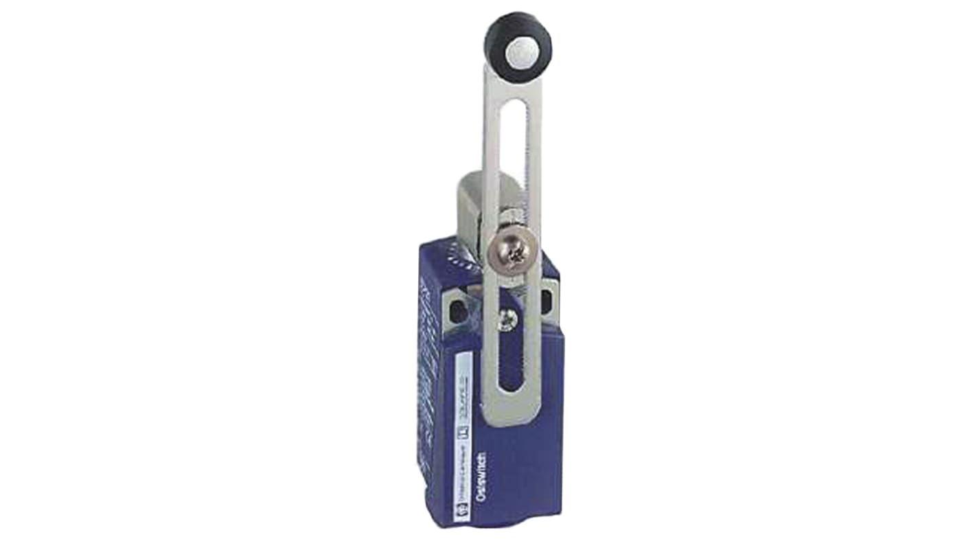 Interruttore di fine corsa Telemecanique Sensors XCKP2145N12 con leva a rullo, configurazione NO/NC, grado di protezione IP66/IP67. Dimensioni 65mm x 30mm x 31mm.