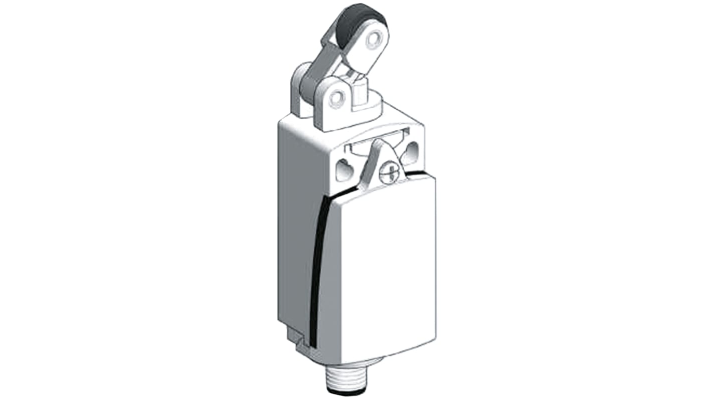 Interruttore di fine corsa a rotella Telemecanique Sensors XCKD2121M12, contatti NO/NC, protezione IP66/IP67, dimensioni 65mm x 31mm x 30mm.