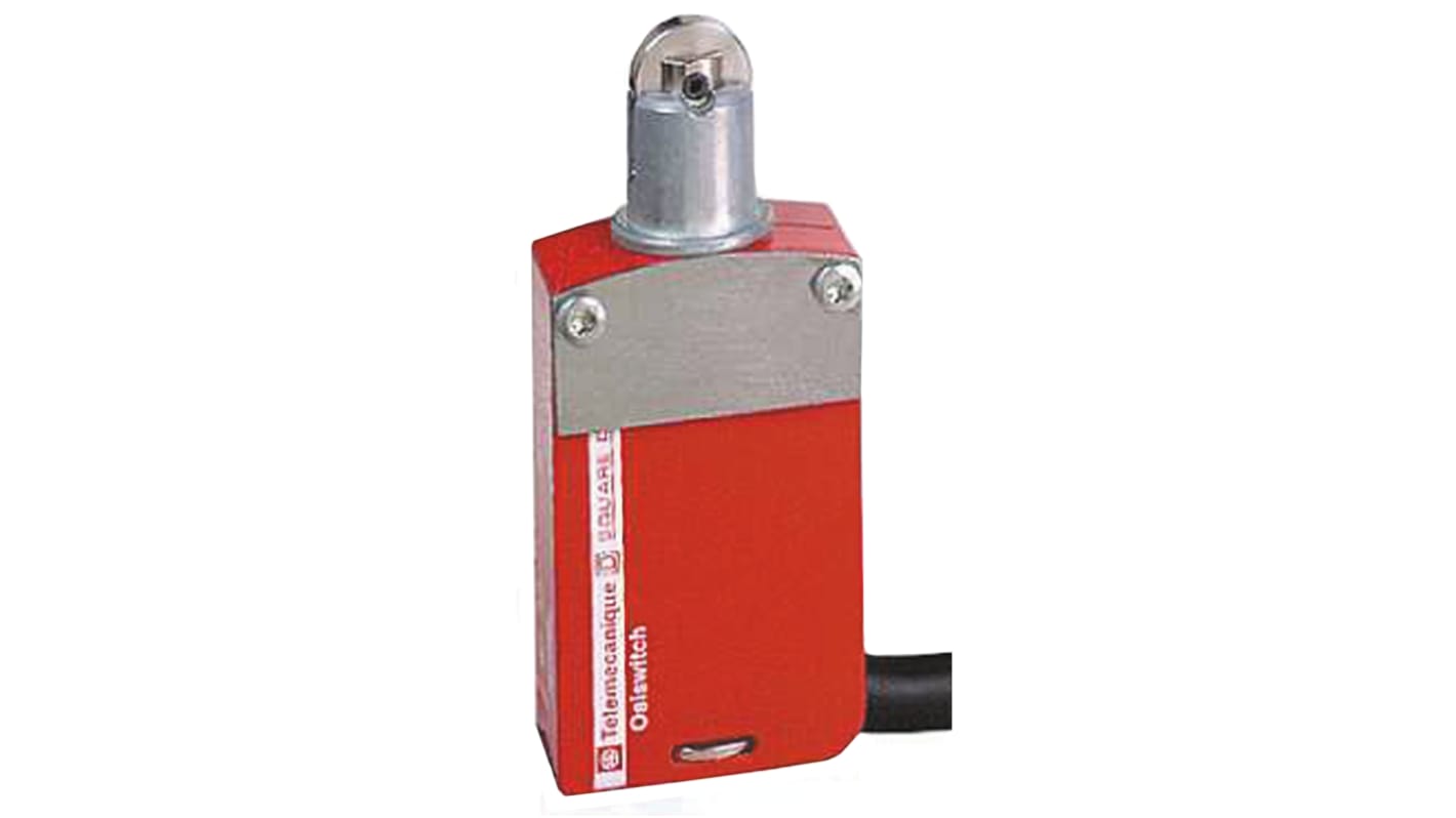 Interruttore di fine corsa Telemecanique Sensors XCSM3702L2, tasto a rotella, 2NC/1NA, custodia metallica, IP66/IP67/IP68, dimensioni 30mm x 16mm x 70.4mm.