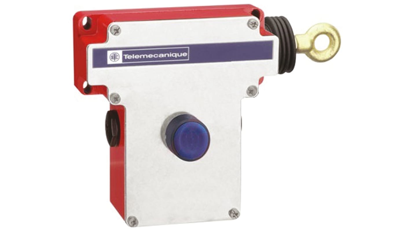 Interruttore a fune Telemecanique Sensors XY2-CE, montaggio destro, cavo 50m, configurazione NO/NC, dimensioni 5.6 x 7.8 x 4.1 poll.