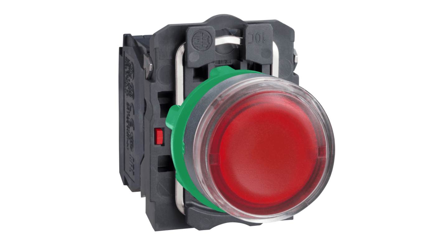 Pulsante luminoso SPDT rosso Schneider Electric, montaggio a pannello, diametro 22 mm, grado di protezione IP 66/67/69 K.