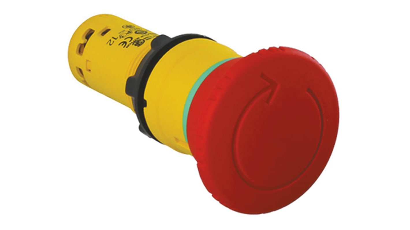 Pulsante di arresto di emergenza Harmony XB7 Ø 22mm per montaggio a pannello Schneider Electric - XB7NS8445. Ideale per macchine industriali, attivazione rossa.