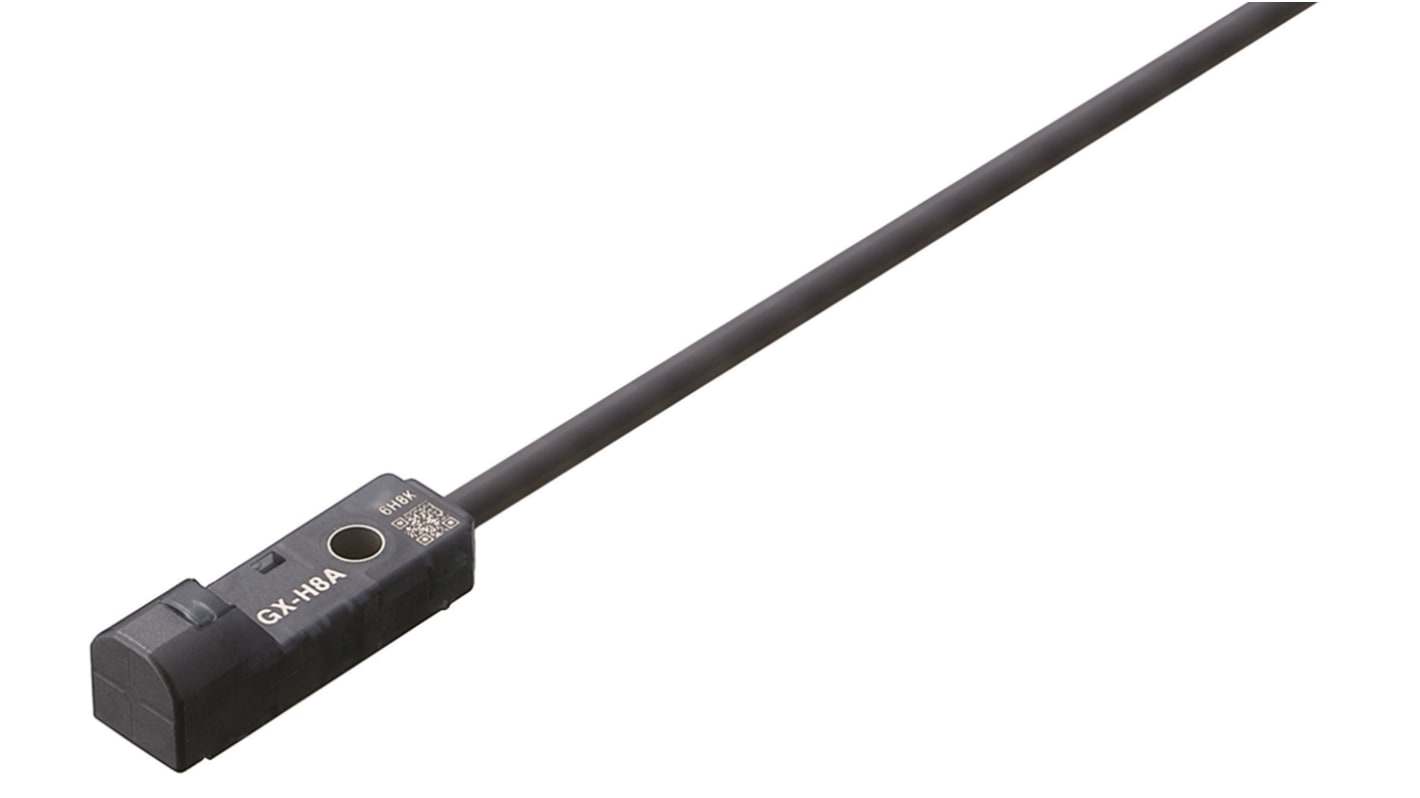 Sensore di prossimità Panasonic GX-H8A-P, PNP, rettangolare, 2,5 mm, IP68, 12-24 V c.c., dimensioni 26x8x9.1 mm.