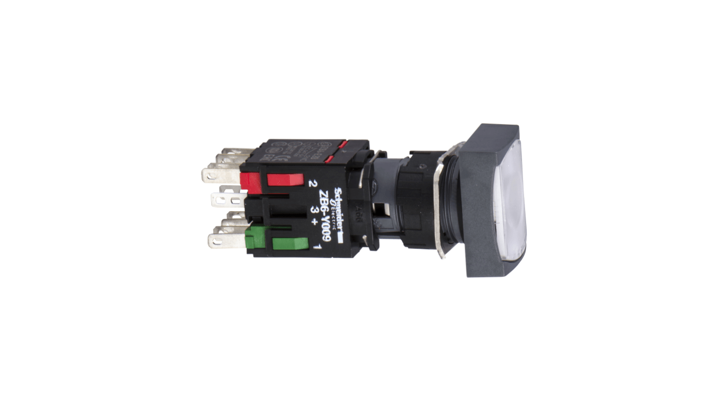 Pulsante luminoso Schneider Electric XB6DW1B1B, montaggio a pannello, IP65, diametro foratura 16 mm, colore bianco.