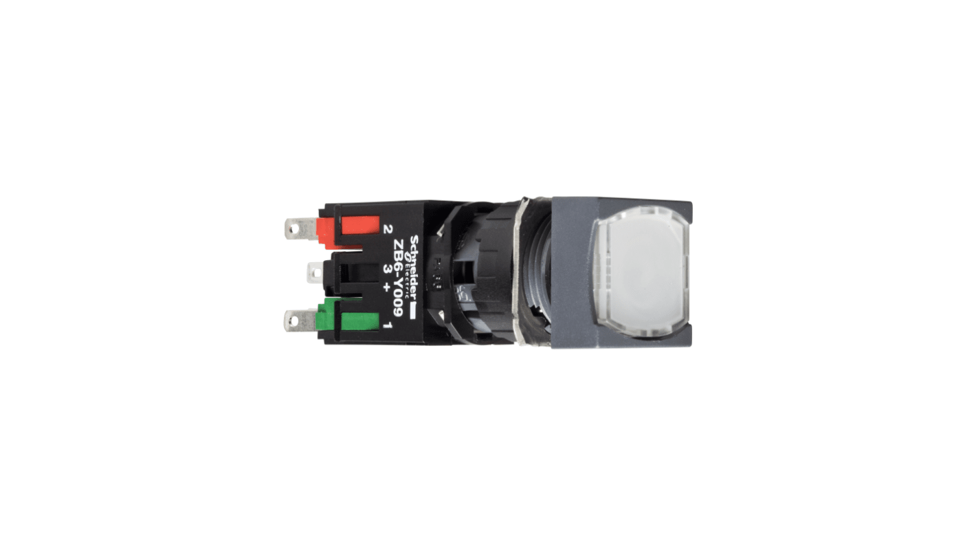 Pulsante luminoso Schneider Electric XB6CF1B5B, montaggio a pannello, IP65, diametro 16 mm, colore bianco.