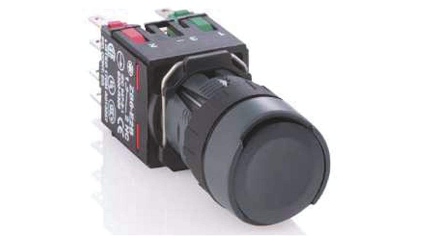 Pulsante industriale Schneider Electric XB6AA25B, IP65, montaggio a pannello, teste quadrate, rettangolari e cilindriche, ritorno a molla.