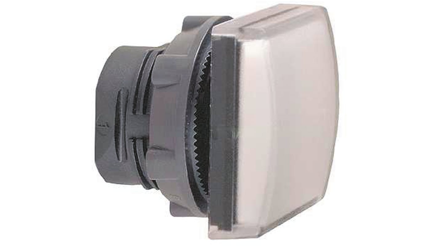 Spia quadrata bianca Schneider Electric ZB5CV013, diametro foro 22 mm, protezione IP65, testa rotonda.
