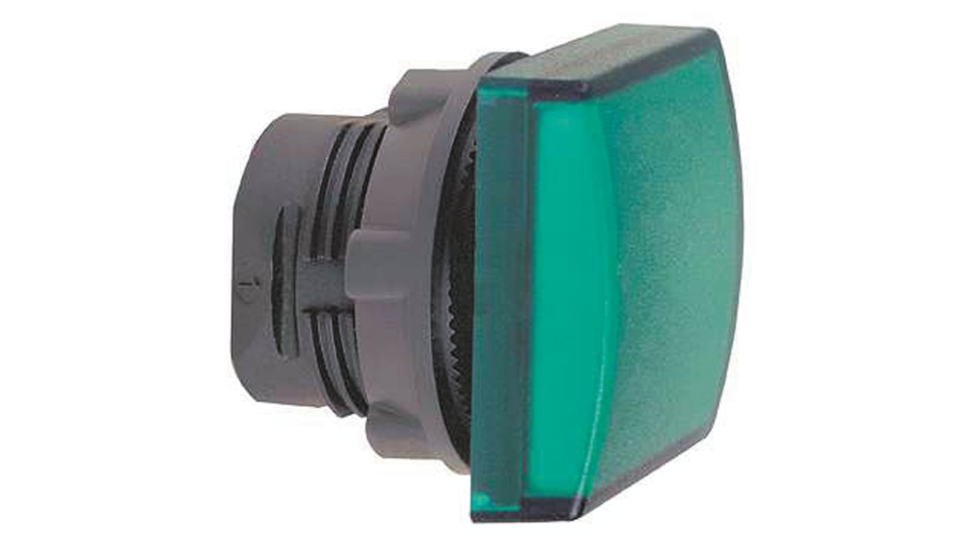 Spia quadrata verde Schneider Electric ZB5CV033, diametro foro 22 mm, protezione IP65, per serie Harmony XB5.
