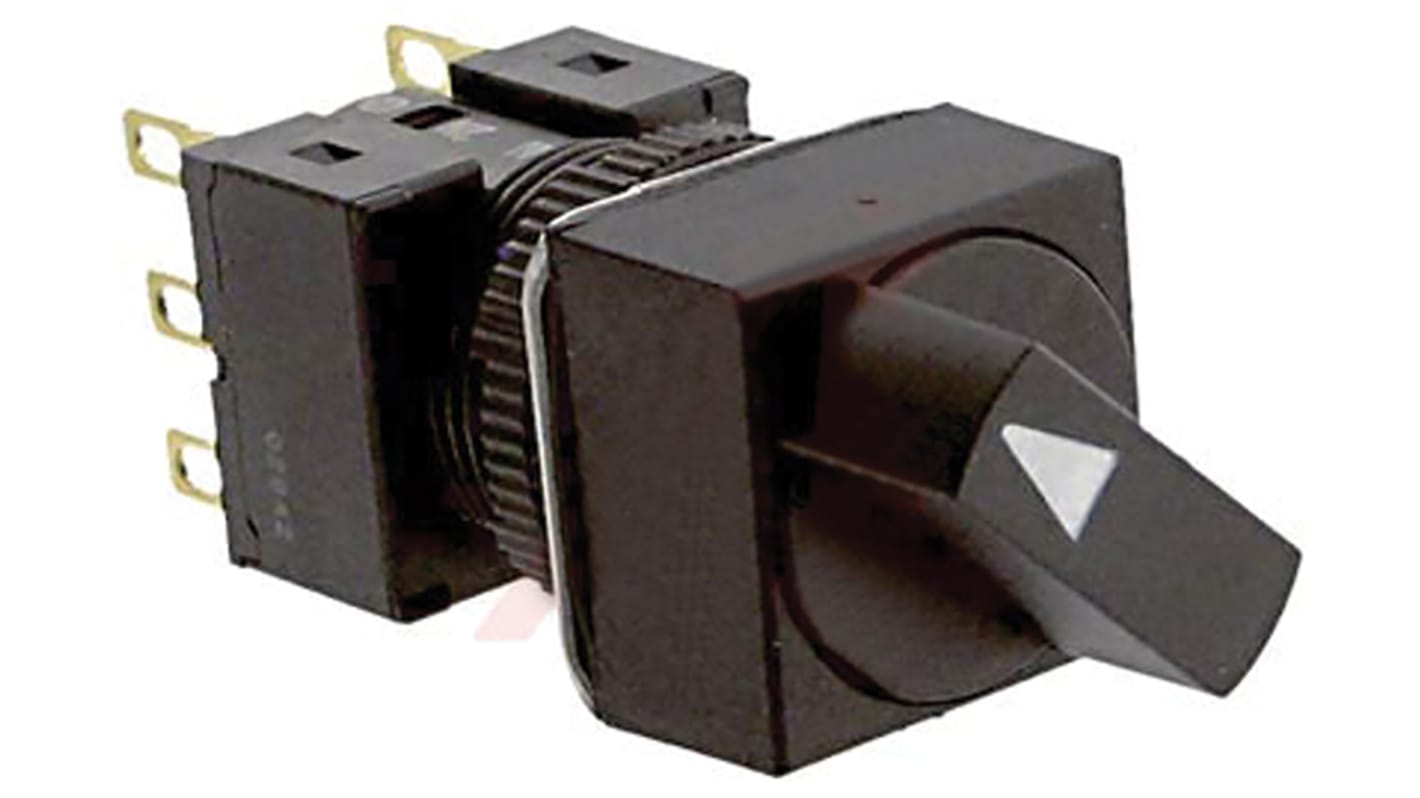 Selettore Omron A165SA2M2 a 2 posizioni, diametro foro 16 mm, DPDT, IP65, resistente all'olio, tensione 230 V c.a.