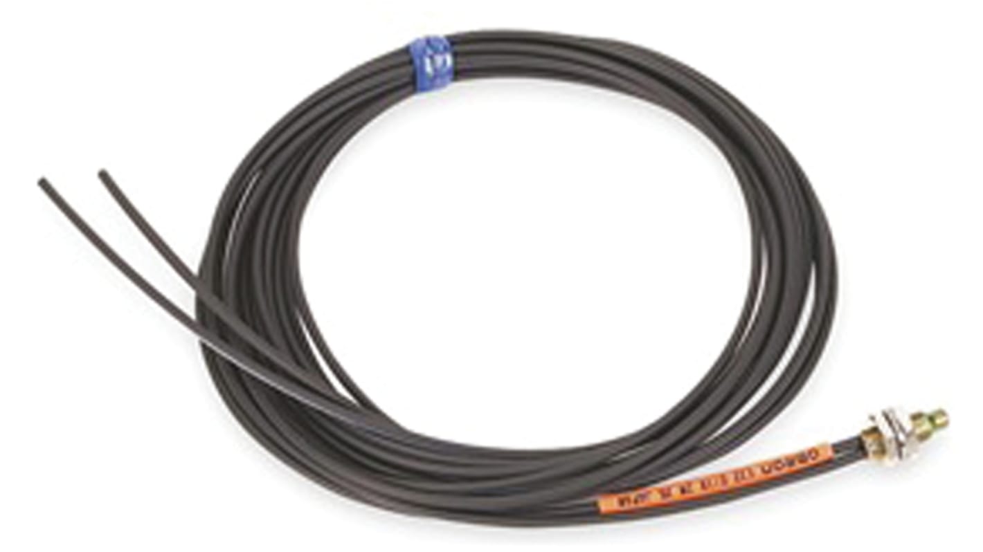 Omron E32-D11R 2M, sensore per fibre ottiche M6, grado di protezione IP67, lunghezza fibra 2 m, gamma di rilevamento 1260 mm.